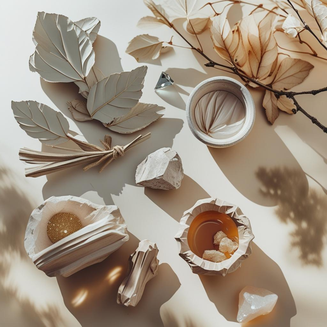 Natural elements used in Earth Energetics healing energy , herbs, minerals, gemstones, honey, gold